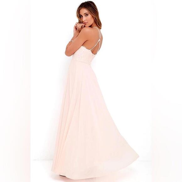 Lulu’s Everlasting Enchantment Light Peach Lace Maxi Dress - Picture 2 of 9